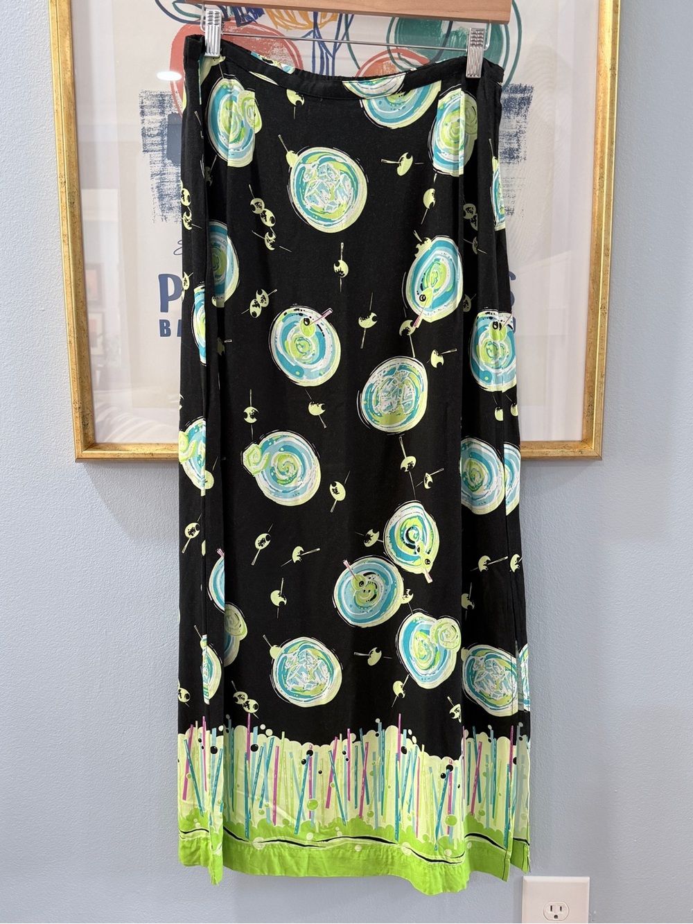 Holly Lane Martini Print Maxi Skirt Large